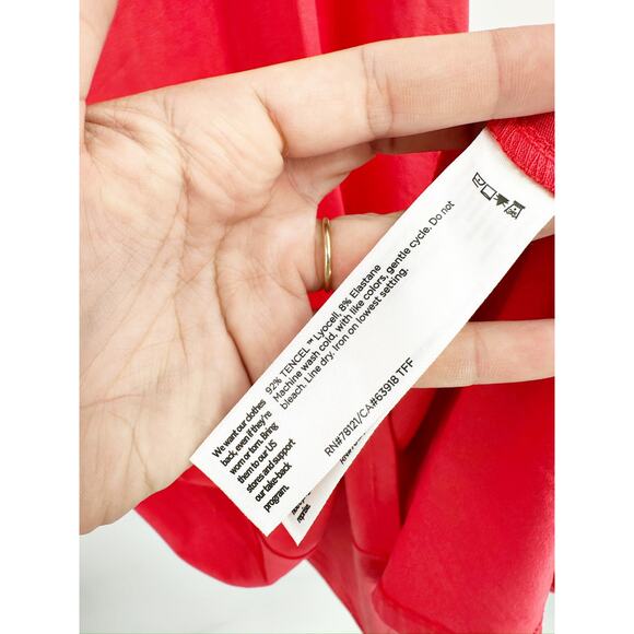 Eileen Fisher Red Stretch Jersey Knit V-Neck Tank Midi Dress Size Large NWT - Picture 4 of 6